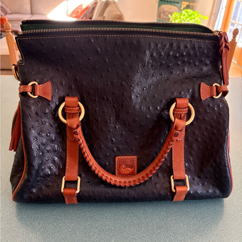 Dooney & Bourke Black and Tan Satchel